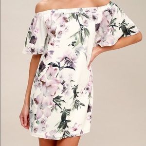 Dream of you- Ivory Floral Off Shoulder Dress